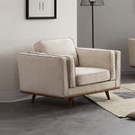 Single Seater Armchair Sofa Modern Lounge Accent Chair in Beige Fabric with Wooden Frame V43-SOF-YOKBG1S