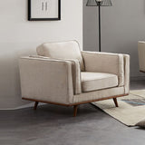 Single Seater Armchair Sofa Modern Lounge Accent Chair in Beige Fabric with Wooden Frame V43-SOF-YOKBG1S