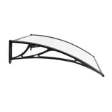 Instahut Window Door Awning Canopy 1mx2m Transparent Sheet Black Plastic Frame AWN-PC6MO-1X2