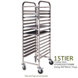 SOGA Gastronorm Trolley 16 Tier Stainless Steel with Aluminum Baking Pan Cooking Tray for Bakers SOGA1310-16X6040