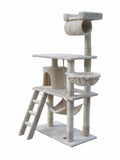 YES4PETS 140 cm Cat Scratching Post Tree W ladder & Hammock-Beige V278-CT140_BEIGE