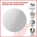 60cm LED Wall Mirror Bathroom Mirrors Light Decor Round V63-833741