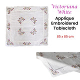 Victoriana White Applique Embroidered Table Topper 85 x 85 cm V442-ABR-TABLEC-VICTORIANA-WHITE-SQ