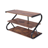 Matte Black Frame Rustic Wood 3-Tier Medium Shoe Rack Shelf Stand Storage Organizer V278-SHOE-RACK-3-TIER