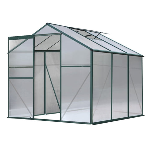 Greenfingers Greenhouse 1.9x1.9x1.83M Aluminium Polycarbonate Green House Garden Shed GH-ALU-190X190-GN-AB