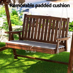 Gardeon Outdoor Wooden Swing Chair Garden Bench Canopy Cushion 2 Seater Charcoal ODF-GSC-W2S-CC-AB