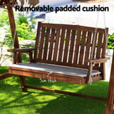 Gardeon Outdoor Wooden Swing Chair Garden Bench Canopy Cushion 2 Seater Charcoal ODF-GSC-W2S-CC-AB