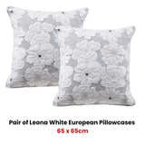 Bianca Pair of Leona White European Pillowcases V442-BCA-PILLOWC-LEONA-WHITE-EU