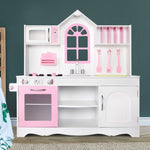 Keezi Kids Kitchen Play Set Wooden Pretend Toys Cooking Children Storage Cabinet PLAY-WOOD-PRINCESS-WHITE