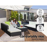 Gardeon 11PC Sofa Set with Storage Cover Outdoor Furniture Wicker FF-SOFA-BK-11PC-ABCCD