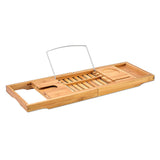 Bathroom Bamboo Bath Caddy Wine Glass Holder Table Tray Bathtub Rack Soap Shelf V63-840221