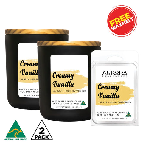 Aurora Creamy Vanilla Scented Soy Candle Australian Made 300g 2 Pack ARF-CN-BCV-LX2