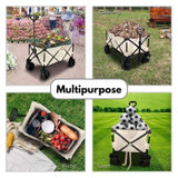 KILIROO Folding Wagon Trolley Cart with Wide Wheels and Rear Tail Gate KR-CPC-102-RJ V227-5227715019060