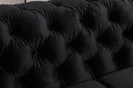 2 Seater Sofa Classic Button Tufted Lounge in Black Velvet Fabric with Metal Legs V43-SOF-JAQS2SBL