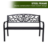 Wallaroo Steel Outdoor Garden Bench - Floral GDB-JOY-201