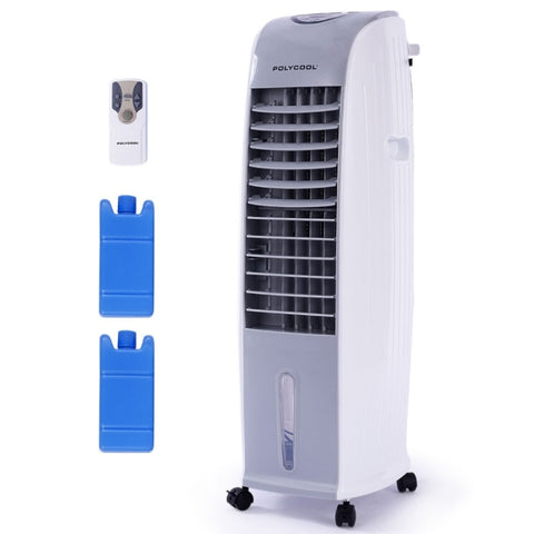 POLYCOOL 8L Portable Evaporative Air Cooler 24 Hour Timer 4 in 1 Cooling Fan, Grey and White V219-COLECLPYD4GA