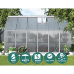 Greenfingers Greenhouse 3.6x2.5x1.95M Aluminium Polycarbonate Green House Garden Shed GH-ALU-C-362X250-AB