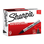SHARPIE Metal Finish Permanent Marker Chisel Tip Black Box of 12 V177-D-SHS20093051