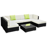 Gardeon 7-Piece Outdoor Sofa Set Wicker Couch Lounge Setting Cover FF-SOFA-BK-7PC-ABC