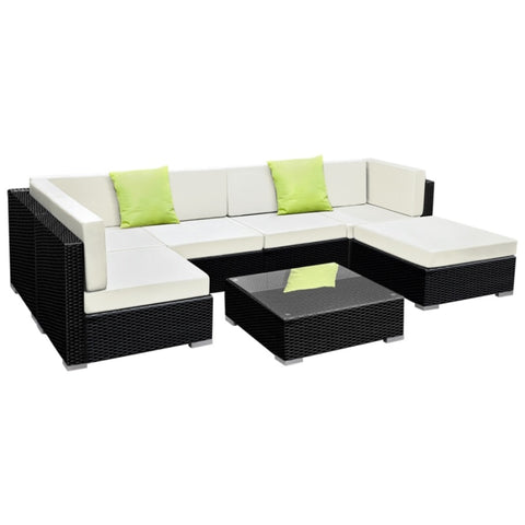 Gardeon 7-Piece Outdoor Sofa Set Wicker Couch Lounge Setting 6 Seater FF-SOFA-BK-7PC-ABC-N