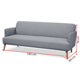 Brianna 3 Seater Sofa Bed Fabric Uplholstered Lounge Couch - Light Grey V315-VOL-FRA-03