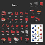 DanBaoLe Magnetic Fire Truck DIY Assembly Eneineering Vehicle with Music Lights Red Christmas Gift V255-TRUCK_U512