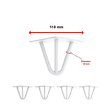 Set of 4 Industrial 3-Rod Retro Table Legs 12mm Steel Bench Desk - 11cm White V63-834951