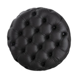 Contemporary Black Leather-look Ottoman with Button V264-OTM-802L-BLK