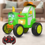 Green 360 Rotating Crazy Jumping Car with Light Music Remote Control RC Stunt Car AU V201-W12829008