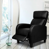 Artiss PU Leather Reclining Armchair - Black RECLINER-A1-BK-AB