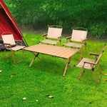 Levede Folding Camping Table Chair Set Oak OD1048