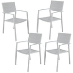 Percy 4pc Set Outdoor Dining Table Chair Aluminium Frame White V315-VOUT-ISLA-12-4PC-KIT