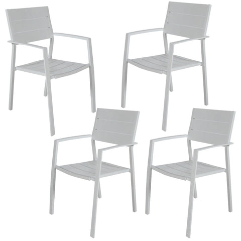 Percy 4pc Set Outdoor Dining Table Chair Aluminium Frame White V315-VOUT-ISLA-12-4PC-KIT