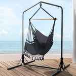 Gardeon Outdoor Hammock Chair with Stand Tassel Hanging Rope Hammocks Grey HM-CHAIR-TASSEL-GREY-U