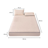 SOGA Beige 138cm Wide Mattress Cover Thick Quilted Fleece Stretchable Clover Design Bed Spread Sheet BCOVER7004