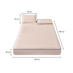 SOGA 2X Beige 138cm Wide Mattress Cover Thick Quilted Fleece Stretchable Clover Design Bed Spread BCOVER7004X2