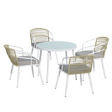 Gardeon Outdoor Dining Set 5 Piece Aluminum Table Chairs Setting White FF-DINING-5CLS-ROUND-ABC