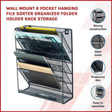 Wall Mount 6 Pocket Hanging File Sorter Organizer Folder Holder Rack Storage V63-822681