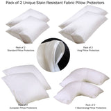 Set of 2 Stain Resistant Pillow Protectors European V442-ABR-PILLOWP-SETOF2STAINRESISTANT-WHITE-EU