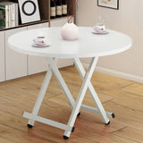 SOGA 2X White Dining Table Portable Round Surface Space Saving Folding Desk Home Decor TABLERD722X2