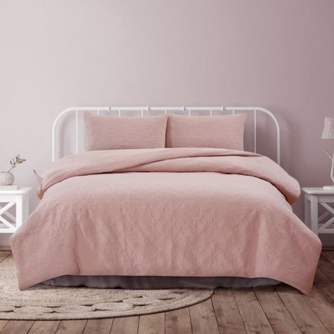 Ardor Lottie Blush Pinsonic Embossed Quilt Cover Set King V442-INT-QUILTCS-LOTTIE-BLUSH-KI