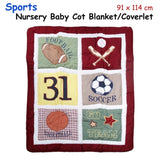 Sports Embroidered Nursery Baby Blanket/Coverlet 91 x 114 cm V442-GXY-BLANKET-BABYSPORTS-MULTI-RE