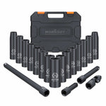 18Pc Deep Impact Socket Set Imperial / SAE Extension Flexible Adaptor 1/2" Drive V465-96027