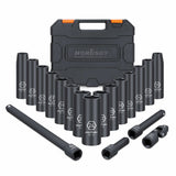 19Pc Deep Socket Set Impact 1/2" Drive Extension Bars Flexible Adapter 10-24mm V465-96021-AU-2