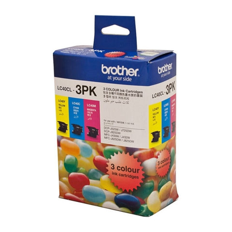 BROTHER LC-40 Colour Value Pack, 1X Cyan 1X Magenta 1X Yellow V177-D-B40CMY