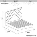 Matrix Bed Frame Fabric Padded Upholstery High Quality Slats Polished Stainless Steel Feet V43-BED-MATX-QBG