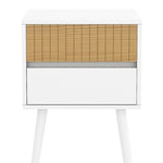 Sarantino Clio Bedside Table Night Stand - White/Natural TBL-707-6YQ-WHN