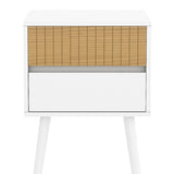 Sarantino Clio Bedside Table Night Stand - White/Natural TBL-707-6YQ-WHN