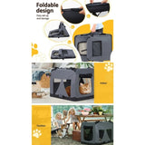 i.Pet Pet Carrier Soft Crate Dog Cat Travel 60x42CM Portable Foldable Car M PET-CARRIER-M-GR