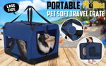 Portable Soft Dog Cage Crate Carrier L BLUE V274-PET-3002L-BU